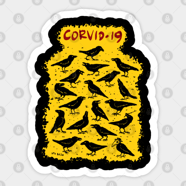 Corvid-19 (coronavirus crows) Sticker by LAB Ideas